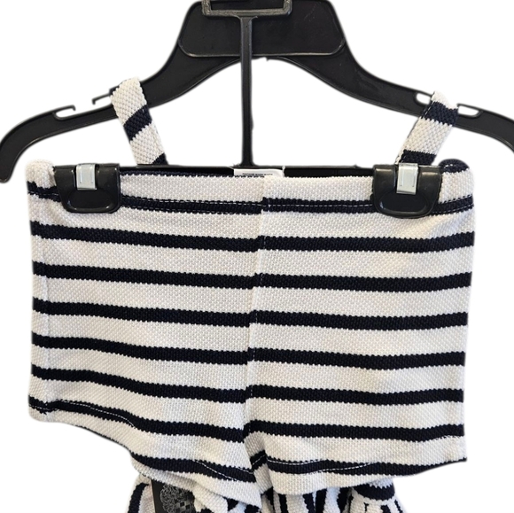 Vince Camuto Blue White Striped Knit 2pc Short Set Little Girls NEW - Picture 2 of 5